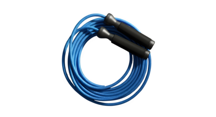 Blue jump rope is ready for a cardio workout session at the gym