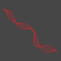 Red flowing lines gracefully descend across the deep gray background in a ribbon pattern