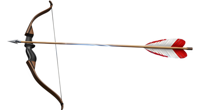 Bow and arrow, a traditional archery equipment for hunting