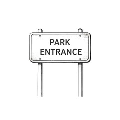Hand-Drawn Park Entrance Sign with Rustic Style for a Welcoming Aesthetic