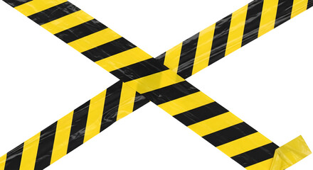 Yellow and black hazard tape forming an X warning caution