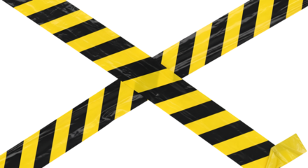 Yellow and black hazard tape forming an X warning caution