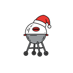 Illustration of grill wearing Santa hat with football design for Black Friday football celebrations on white background copy space