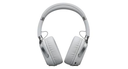 White Over-Ear Headphones with Silver Accents on Black Background