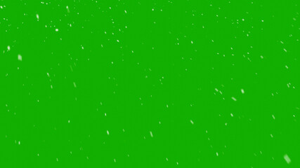 Realistic snow falls across the screen on green screen background, falling snowflake particle effects for christmas holiday celebration, overlay natural winter storm weather backdrop  illustration