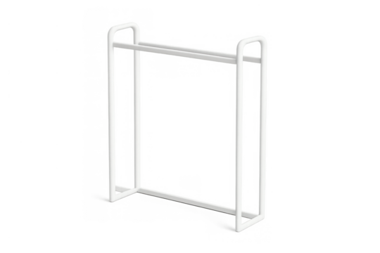 White metallic towel rack stand for bathroom organization, modern furniture for home interiors, transparent background - Powered by Adobe