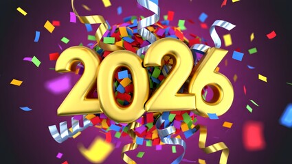 Confetti Explosion Around 2026 Numbers