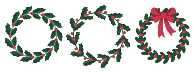 christmas wreath set with winter floral