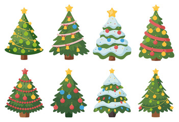 christmas trees colorful vector set