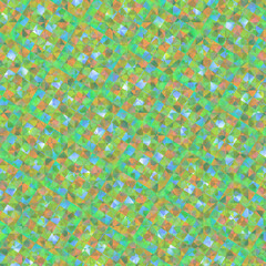 Shimmering Mosaic of Green Orange and Blue Triangles Keywords: abstract, pattern, background