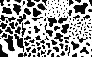 Seamless cow pattern design in monochrome abstract style for backgrounds