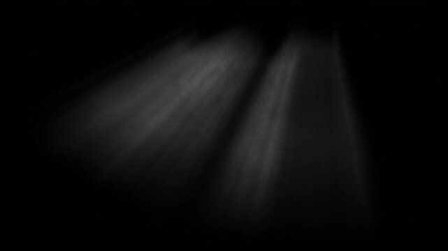 Light Beams Overlay with Atmospheric Haze Isolated on Black Background.