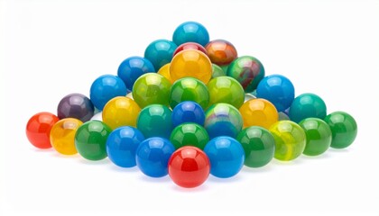 Pyramid of Colorful Bouncy Balls Symbolizing Playful Geometry and Editorial Styling for Childhood and Design