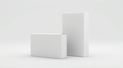 Minimalist white display stands on a white background
