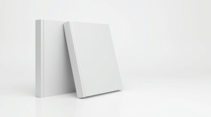 Two blank white canvases leaning against a white wall