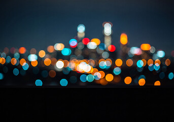 Night City Lights Bokeh Abstract Background blurred