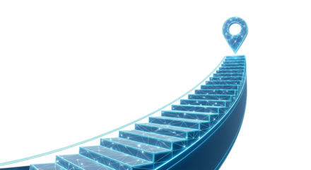 Reaching the Summit Digital Stairs to Success Destination Achieved Goals Met Navigation Strategy Vector Illustration