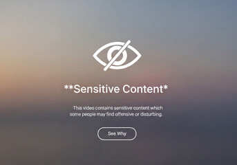Sensitive Content Warning with Eye Icon and Blurred Background alert notification