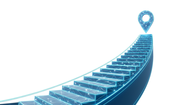 Reaching the Summit Digital Stairs to Success Destination Achieved Goals Met Navigation Strategy Vector Illustration