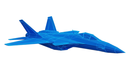 Blue Wireframe Fighter Jet Design Conceptual Art Military Aircraft Futuristic Digital Illustration Technology Aerospace