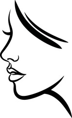 Bold abstract female profile silhouette line art