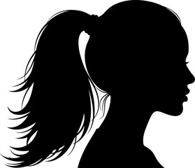 Modern minimalist woman profile silhouette with long ponytail