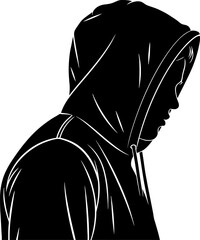 Bold black hoodie person silhouette urban street style