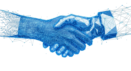 Digital Handshake Connection Agreement Technology Partnership Business Cooperation Futuristic Design Networking
