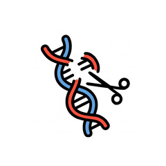 Precision gene editing concept, scissors precisely cutting a vibrant DNA helix in a scientific breakthrough moment