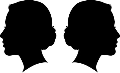 Mirrored side profile silhouettes duality contrast concept