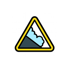 Warning sign depicting falling snow or avalanche hazard for safe travel and adventure planning
