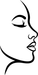 Abstract female profile silhouette minimalist line art