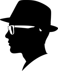 Stylized male silhouette portrait with glasses and hat