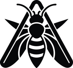 Wasp Head Alert Insect Character Symbol for Caution Design Vector silhouette