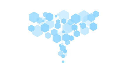 A scattering of light blue hexagons on a clean white background
