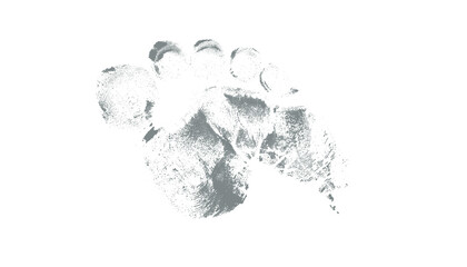 Single gray footprint impression on a plain white background view