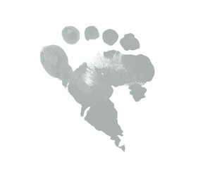 Single gray footprint on a white background with visible toe details