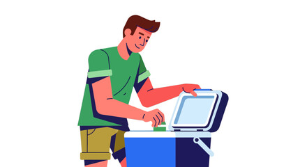 A Person Opens Cooler Container Filled with Provisions for a Pleasant Outing