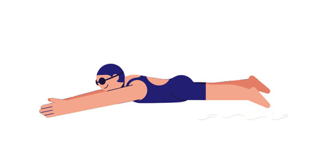 A Swimmer Gliding Elegantly Through Water with a Gleaming Smile Illustrated
