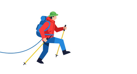 Fototapeta premium Adventurer Ascends A Path: Exploring The Unknown Through Modern Minimalism