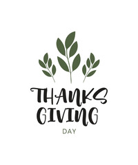Typography happy thanksgiving logo, Hand lettering, Thanksgiving Day logo, text, sticker, label for celebrate fall season