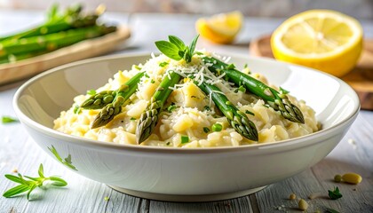Risotto mit grünem Spargel und Zitronenschale