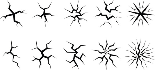 Cracked Lightning Branch Vector Set