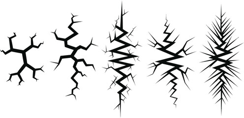 Cracked Lightning Branch Vector Set
