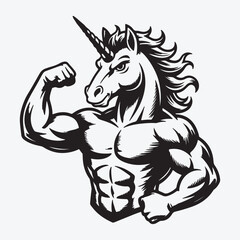 Muscular Unicorn with a Strong Pose design