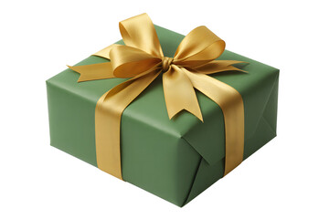 Obraz premium Wrapped gift box with ribbon, isolated on white, perfect for holidays, celebrations, and festive designs.