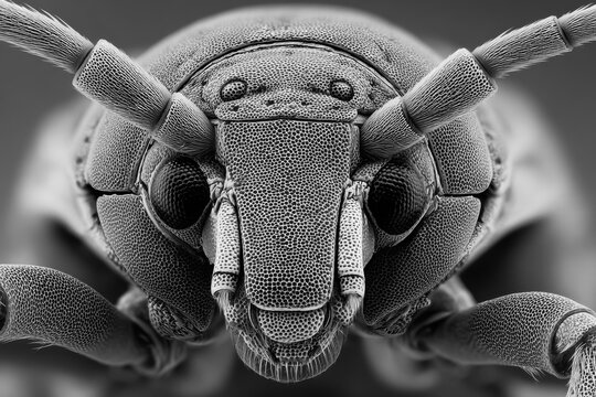 Dust Mite. Detailed Macro of a Beetle s Face Intricate Textures and Compound Eyes for Scientific and Educational Use