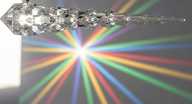 Explore the beauty of crystal prism light refraction with colorful rainbow spectrum display effect - Powered by Adobe