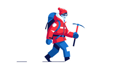 Fototapeta premium Adventurous Climber Ready To Explore The Mountains With Essential Equipment and Gear