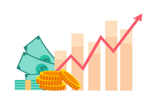 Financial Growth Chart with Money Stack, Business Success Concept